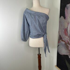 Free People Get Down One Shoulder Striped Poplin Top